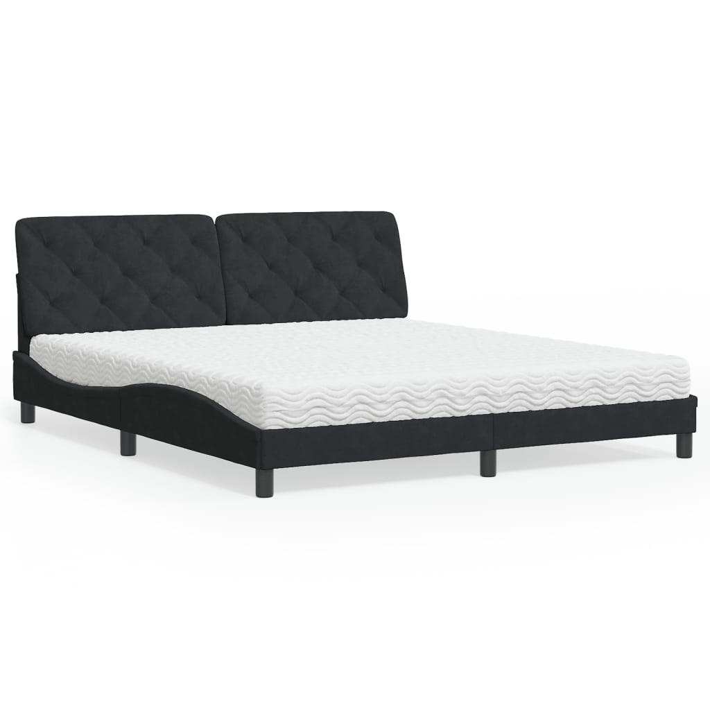 Bed met matras fluweel zwart 180x200 cm is nu te koop bij PeponiXL, paradijselijk wonen!