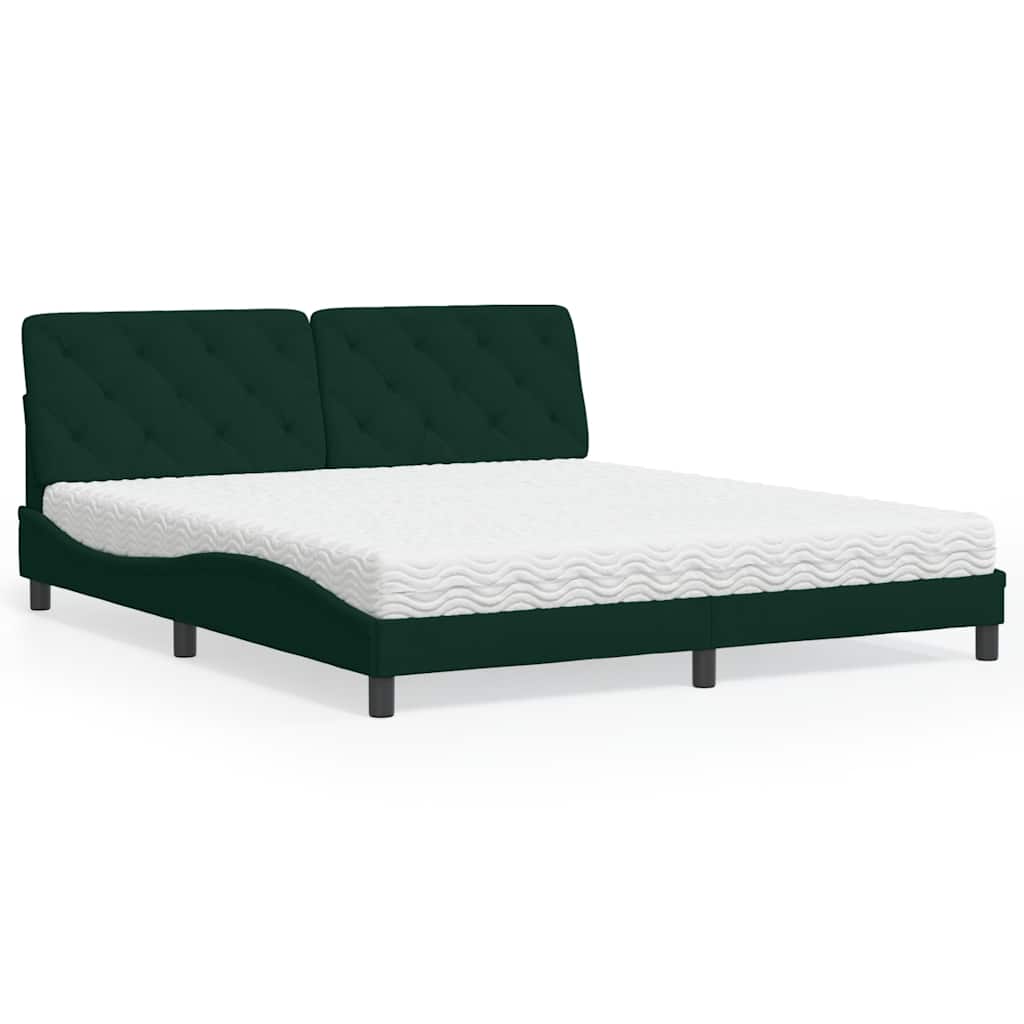 Bed met matras fluweel donkergroen 180x200 cm is nu te koop bij PeponiXL, paradijselijk wonen!