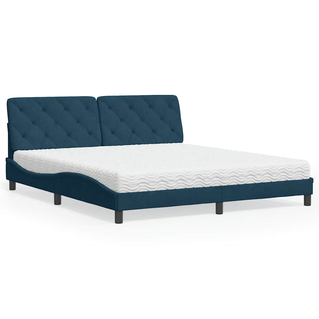 Bed met matras fluweel blauw 180x200 cm is nu te koop bij PeponiXL, paradijselijk wonen!