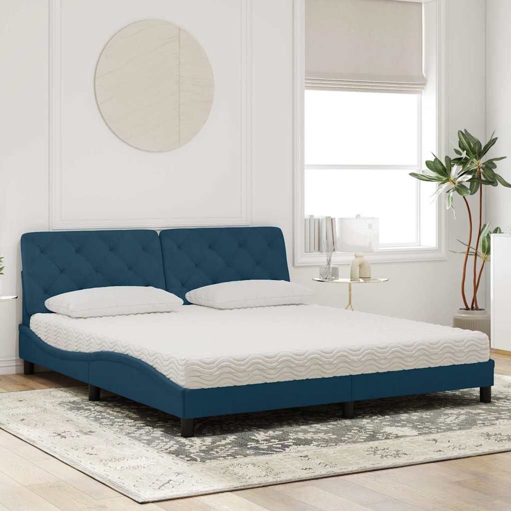 Bed met matras fluweel blauw 180x200 cm is nu te koop bij PeponiXL, paradijselijk wonen!
