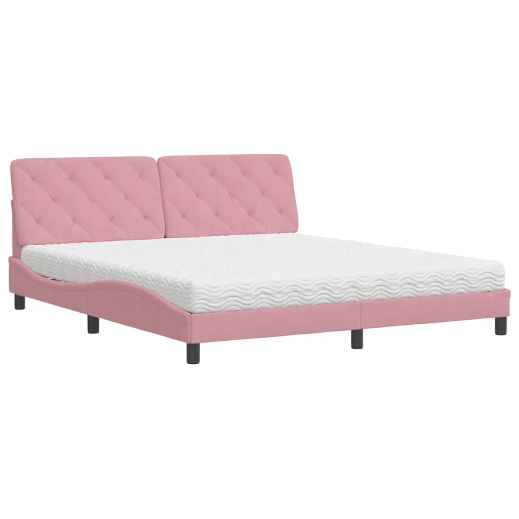 Bed met matras fluweel roze 180x200 cm is nu te koop bij PeponiXL, paradijselijk wonen!