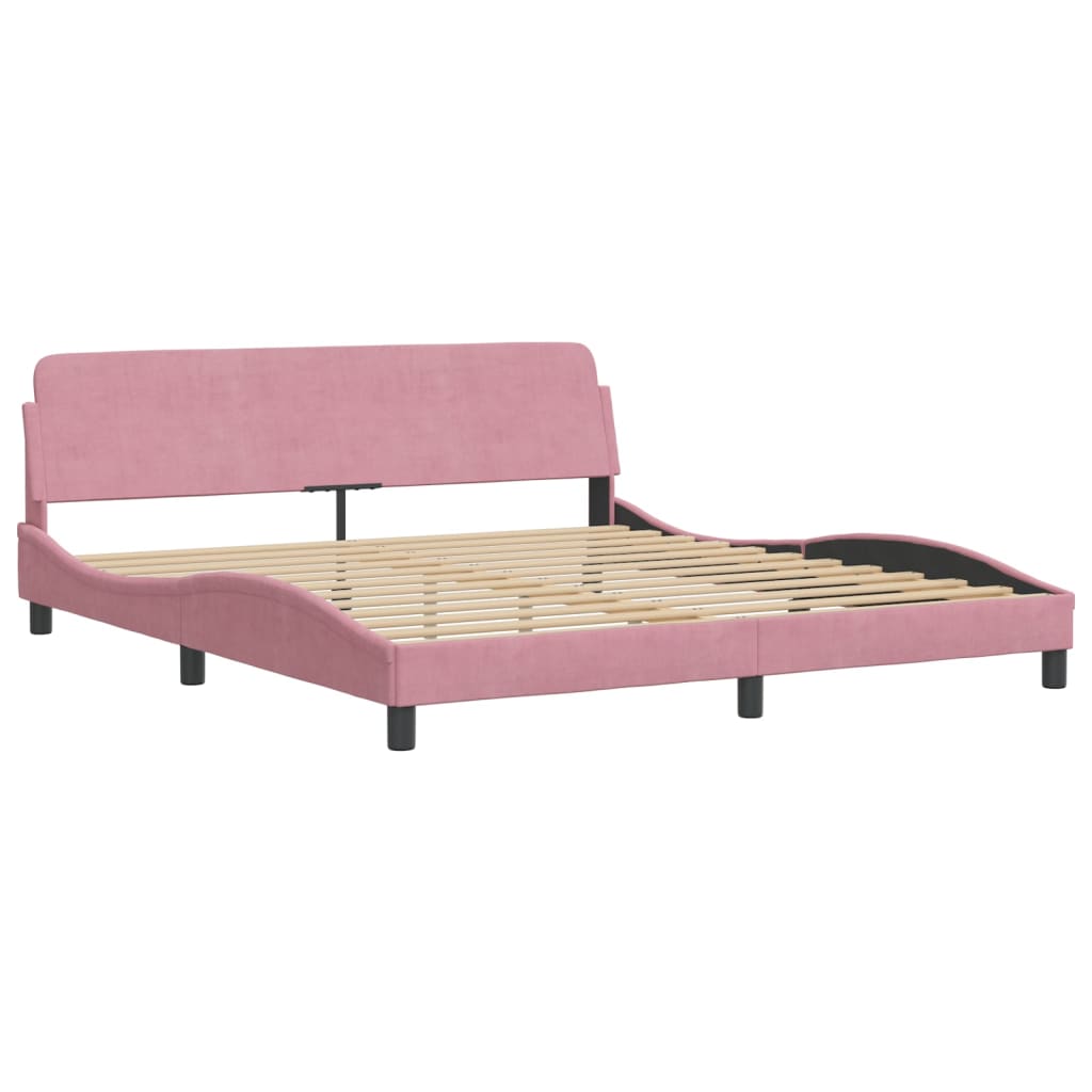 Bed met matras fluweel roze 180x200 cm is nu te koop bij PeponiXL, paradijselijk wonen!
