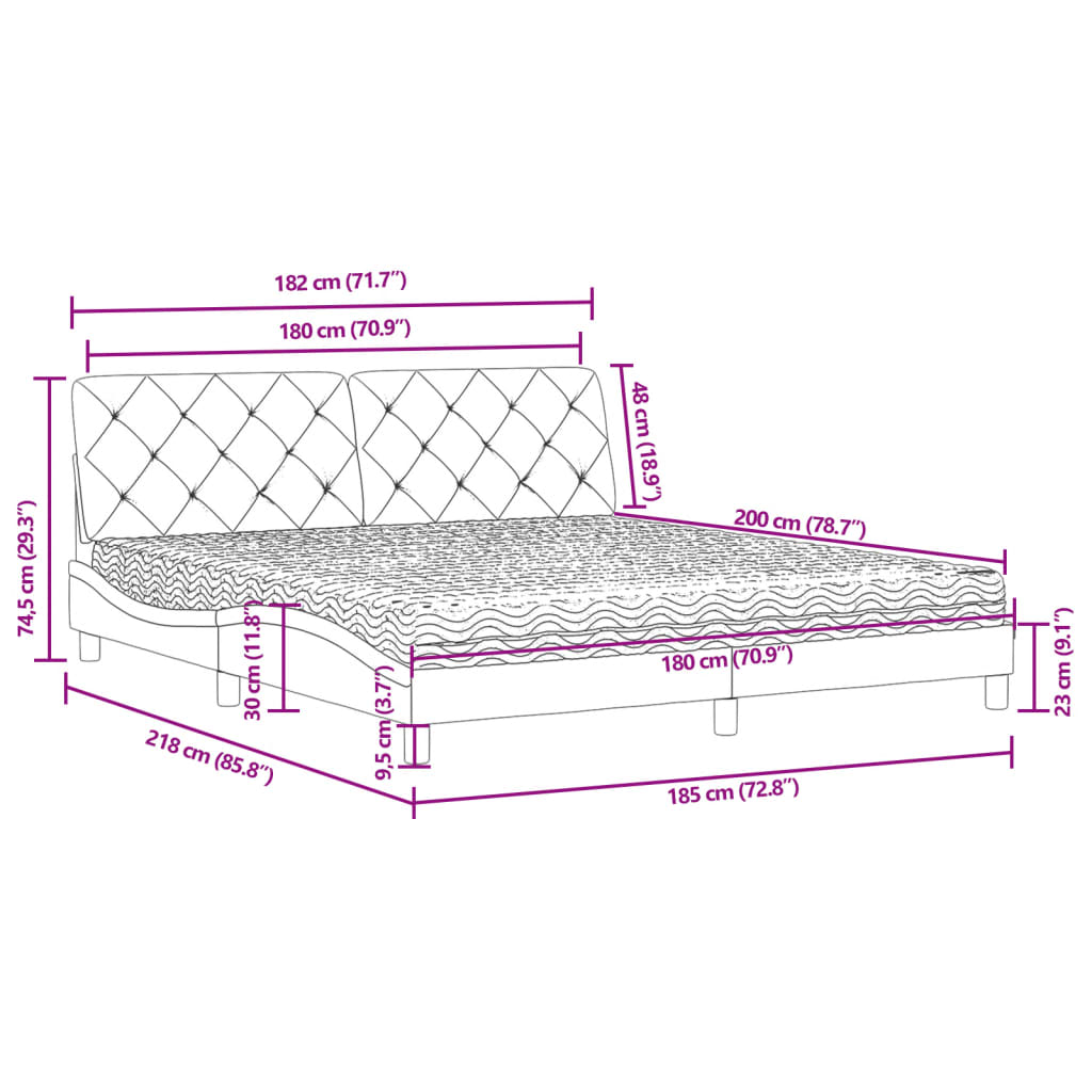 Bed met matras fluweel roze 180x200 cm is nu te koop bij PeponiXL, paradijselijk wonen!