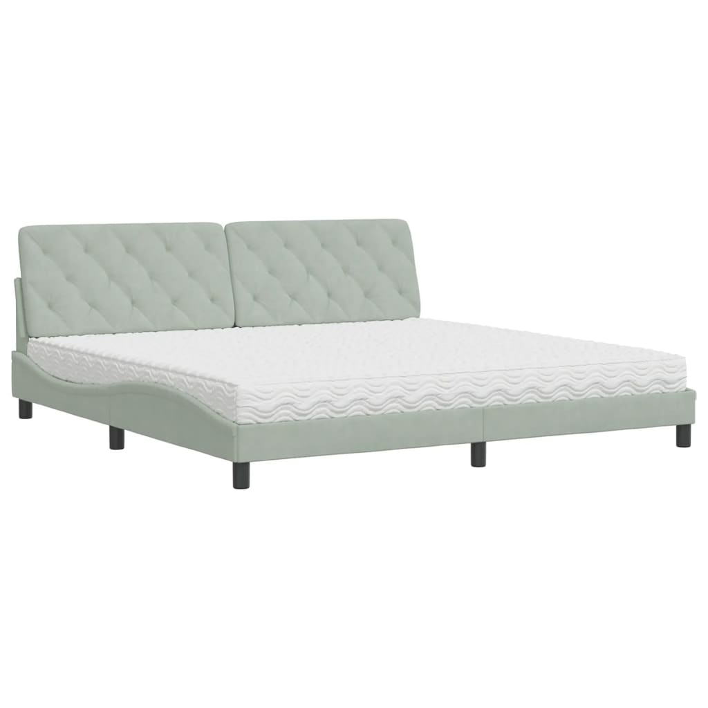 Bed met matras fluweel lichtgrijs 200x200 cm is nu te koop bij PeponiXL, paradijselijk wonen!