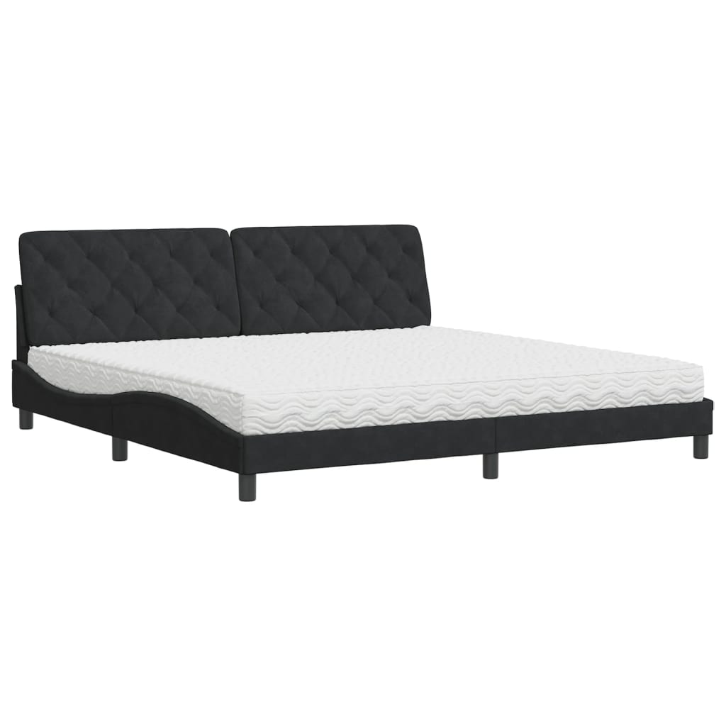 Bed met matras fluweel zwart 200x200 cm is nu te koop bij PeponiXL, paradijselijk wonen!