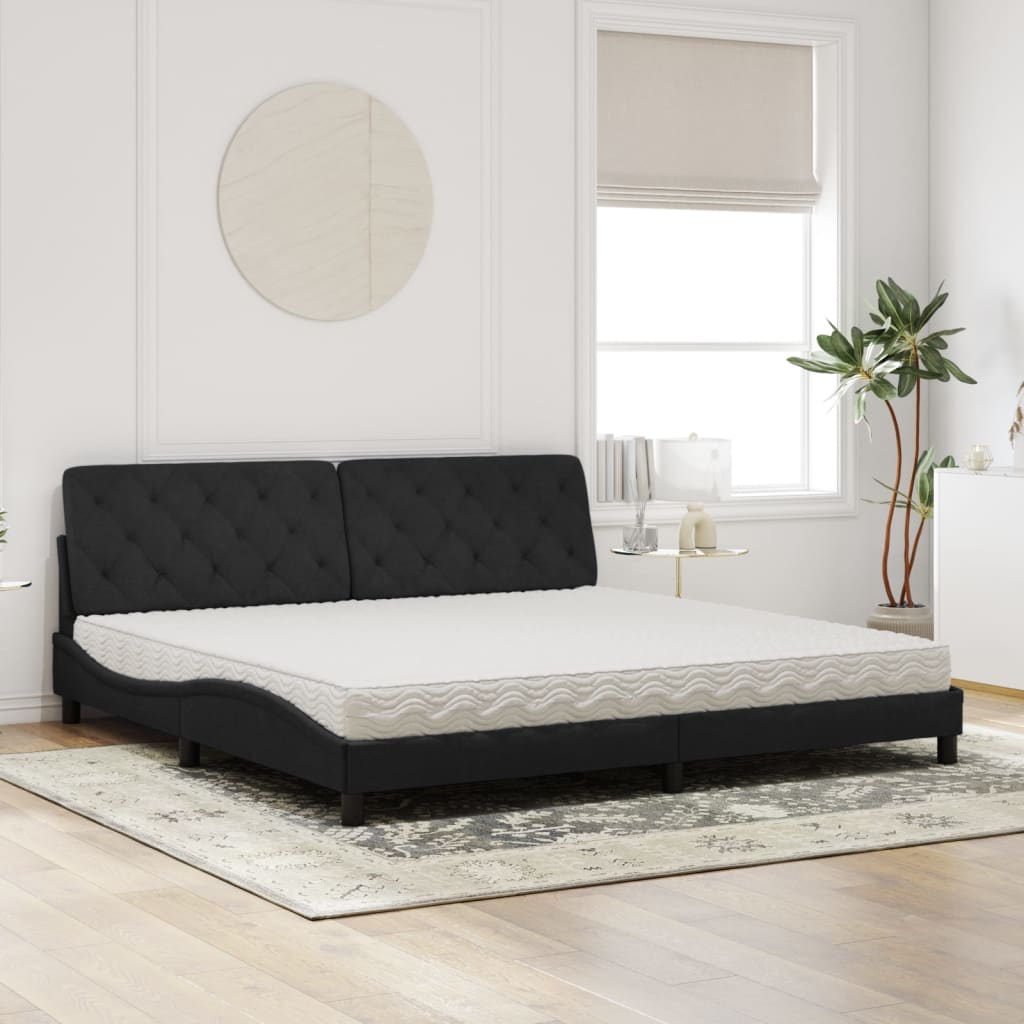 Bed met matras fluweel zwart 200x200 cm is nu te koop bij PeponiXL, paradijselijk wonen!