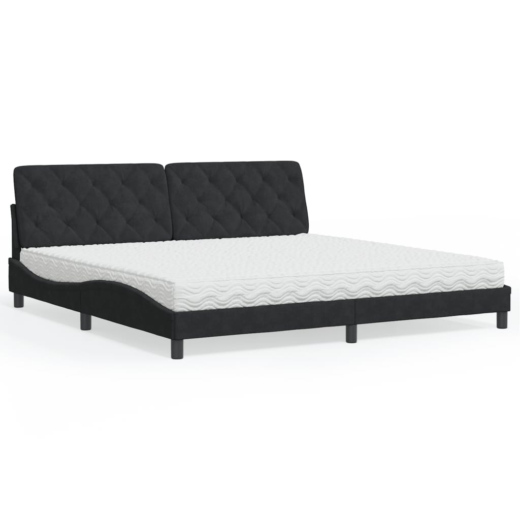 Bed met matras fluweel zwart 200x200 cm is nu te koop bij PeponiXL, paradijselijk wonen!