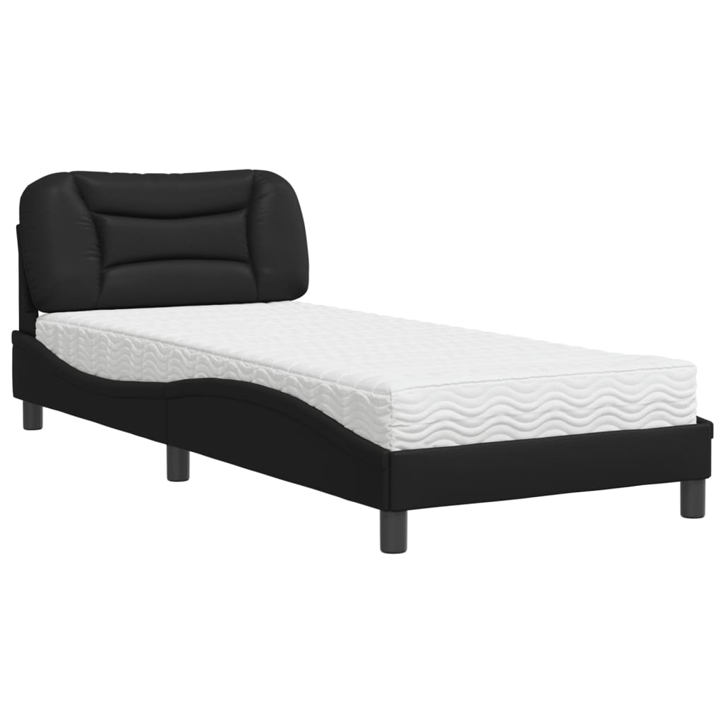 Bed met matras "Hvar" kunstleer zwart 80x200 cm is nu te koop bij PeponiXL, paradijselijk wonen!