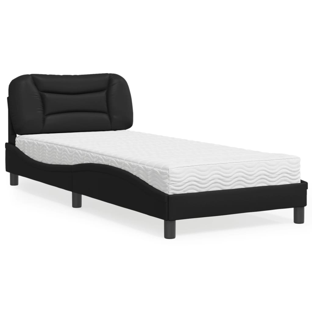 Bed met matras "Hvar" kunstleer zwart 80x200 cm is nu te koop bij PeponiXL, paradijselijk wonen!