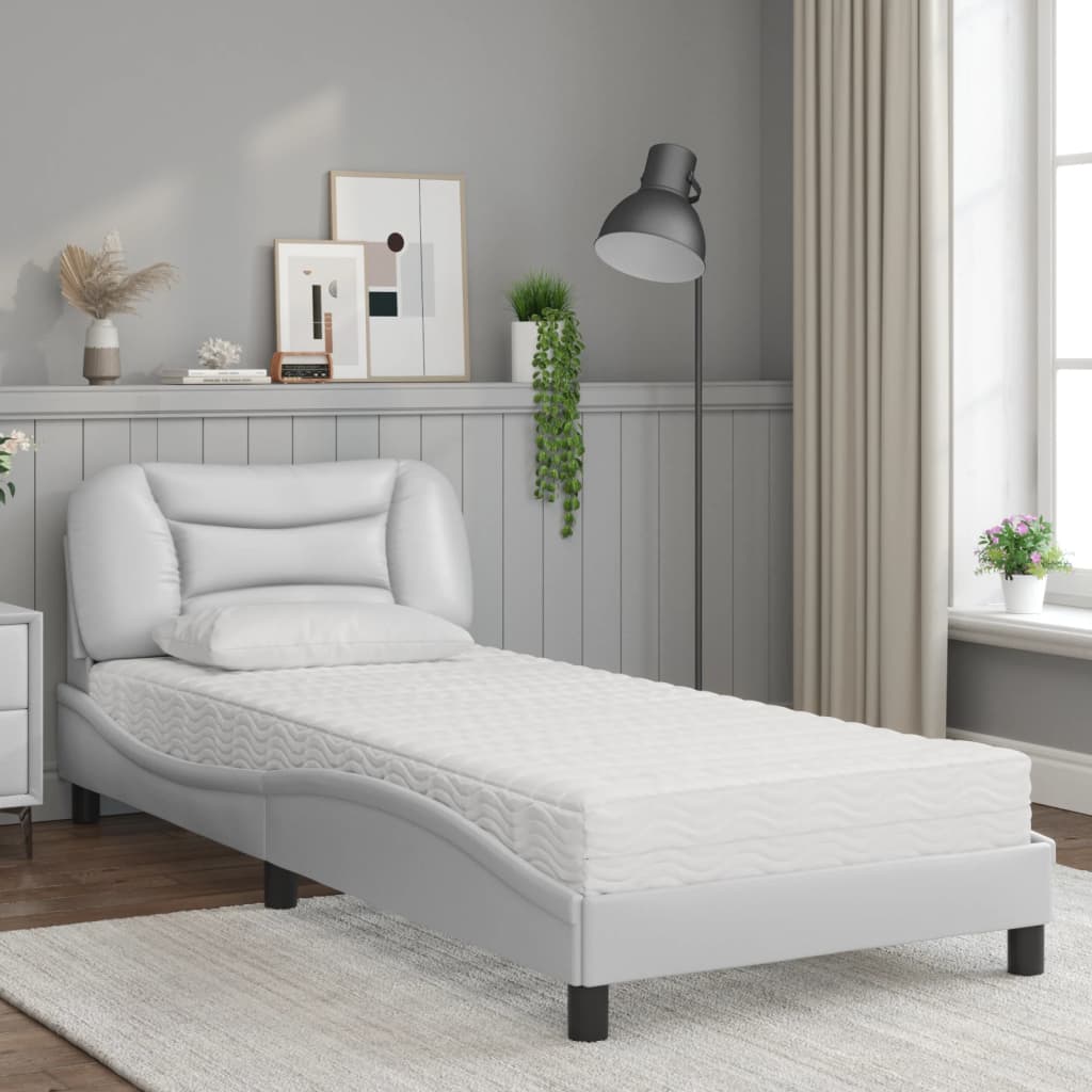 Bed met matras "Hvar" kunstleer wit 80x200 cm is nu te koop bij PeponiXL, paradijselijk wonen!