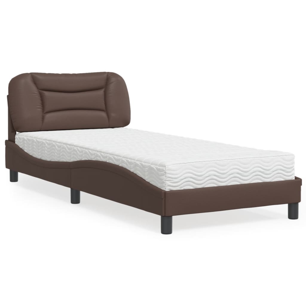 Bed met matras "Hvar" kunstleer bruin 80x200 cm is nu te koop bij PeponiXL, paradijselijk wonen!
