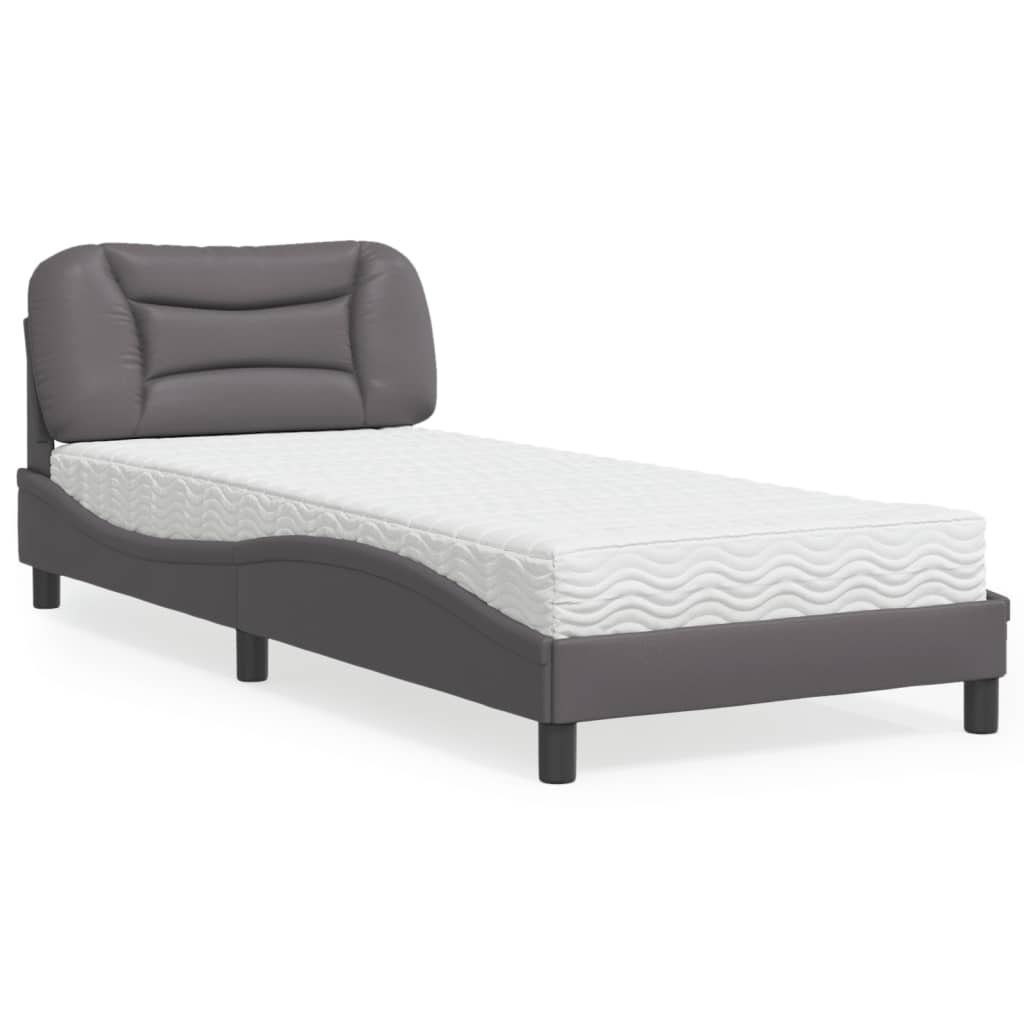 Bed met matras "Hvar" kunstleer grijs 80x200 cm is nu te koop bij PeponiXL, paradijselijk wonen!