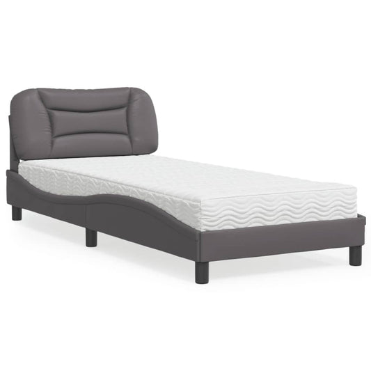 Bed met matras "Hvar" kunstleer grijs 80x200 cm is nu te koop bij PeponiXL, paradijselijk wonen!