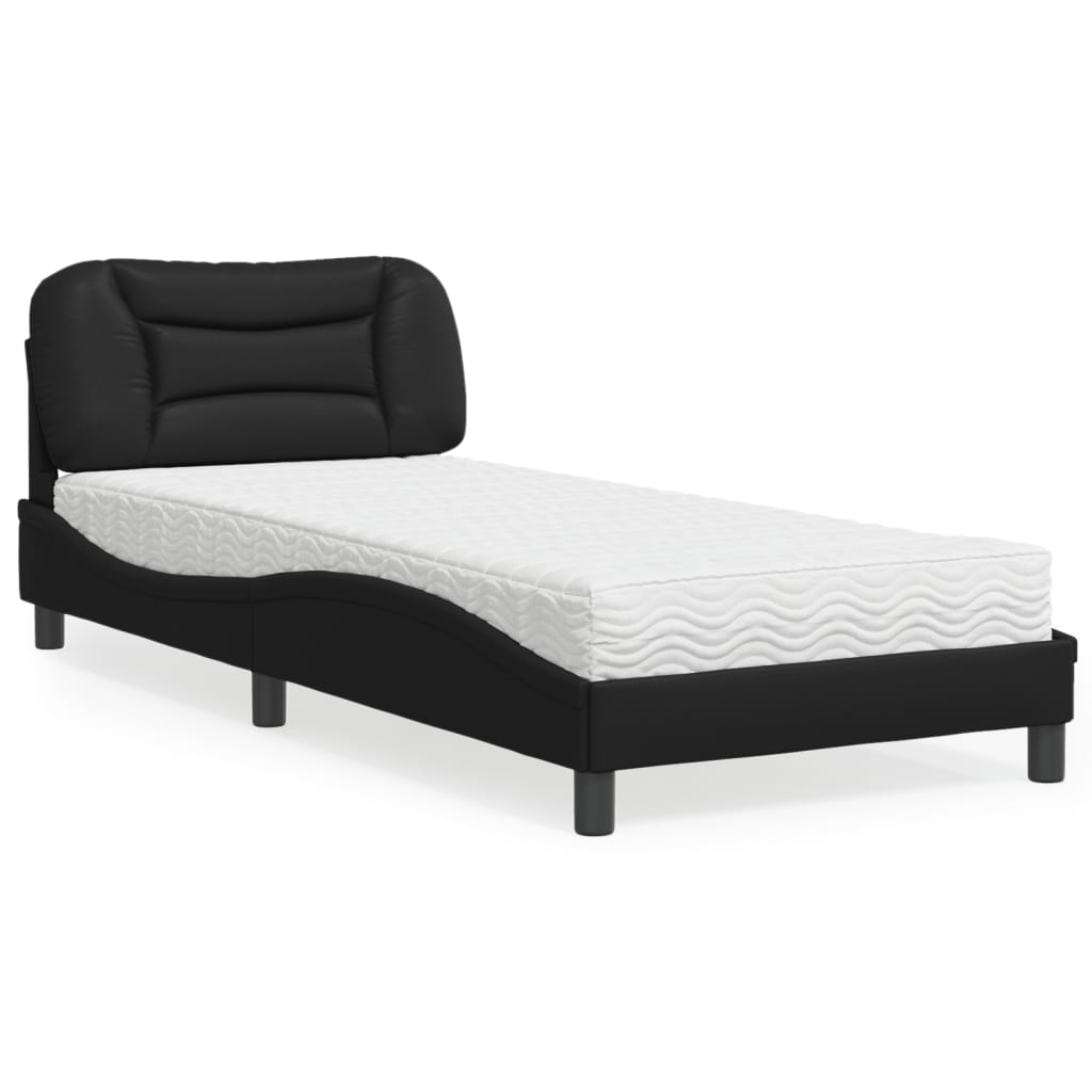 Bed met matras "Hvar" kunstleer zwart 90x190 cm is nu te koop bij PeponiXL, paradijselijk wonen!