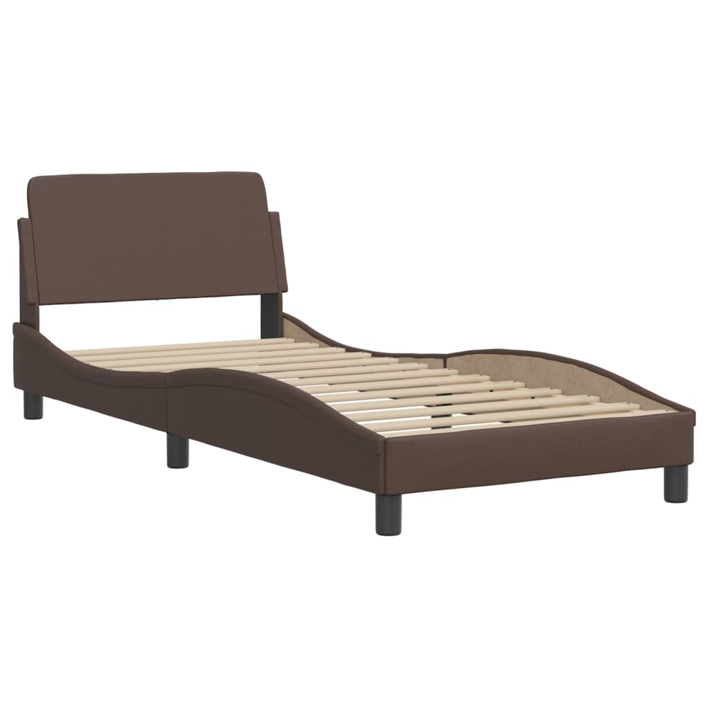 Bed met matras "Hvar" kunstleer bruin 90x190 cm is nu te koop bij PeponiXL, paradijselijk wonen!