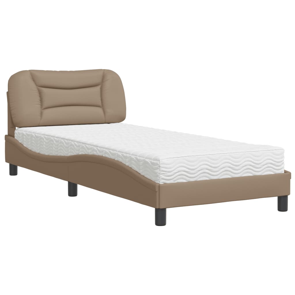 Bed met matras "Hvar" kunstleer cappuccinokleurig 90x190 cm is nu te koop bij PeponiXL, paradijselijk wonen!