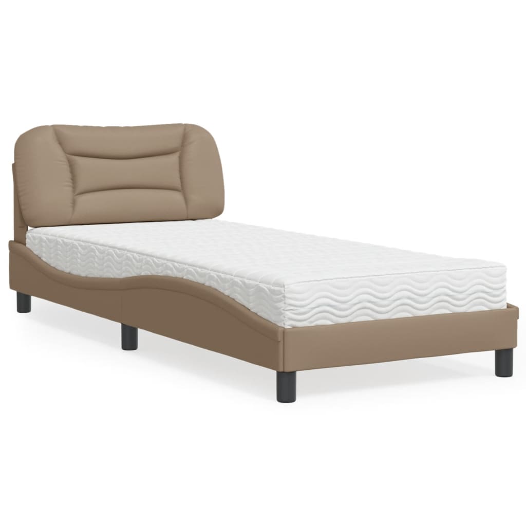 Bed met matras "Hvar" kunstleer cappuccinokleurig 90x190 cm is nu te koop bij PeponiXL, paradijselijk wonen!