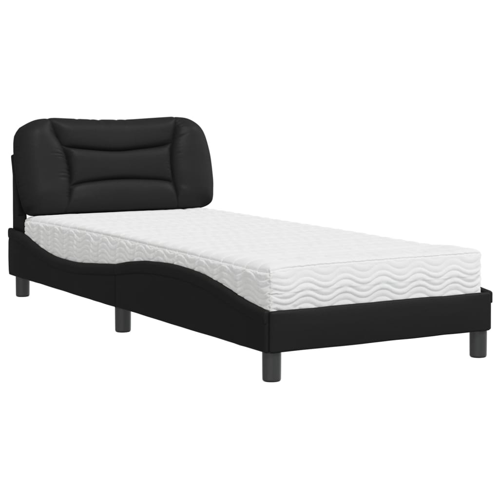 Bed met matras "Hvar" kunstleer zwart 90x200 cm is nu te koop bij PeponiXL, paradijselijk wonen!