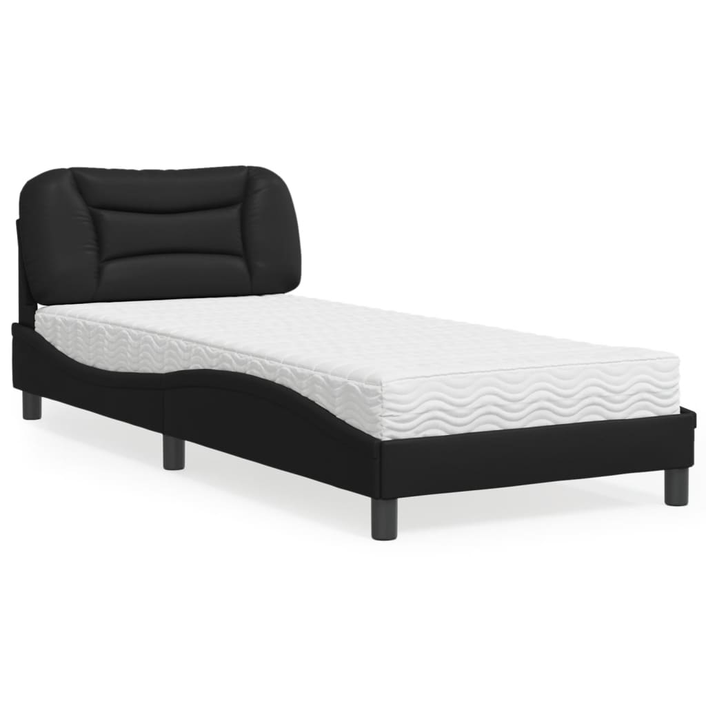 Bed met matras "Hvar" kunstleer zwart 90x200 cm is nu te koop bij PeponiXL, paradijselijk wonen!