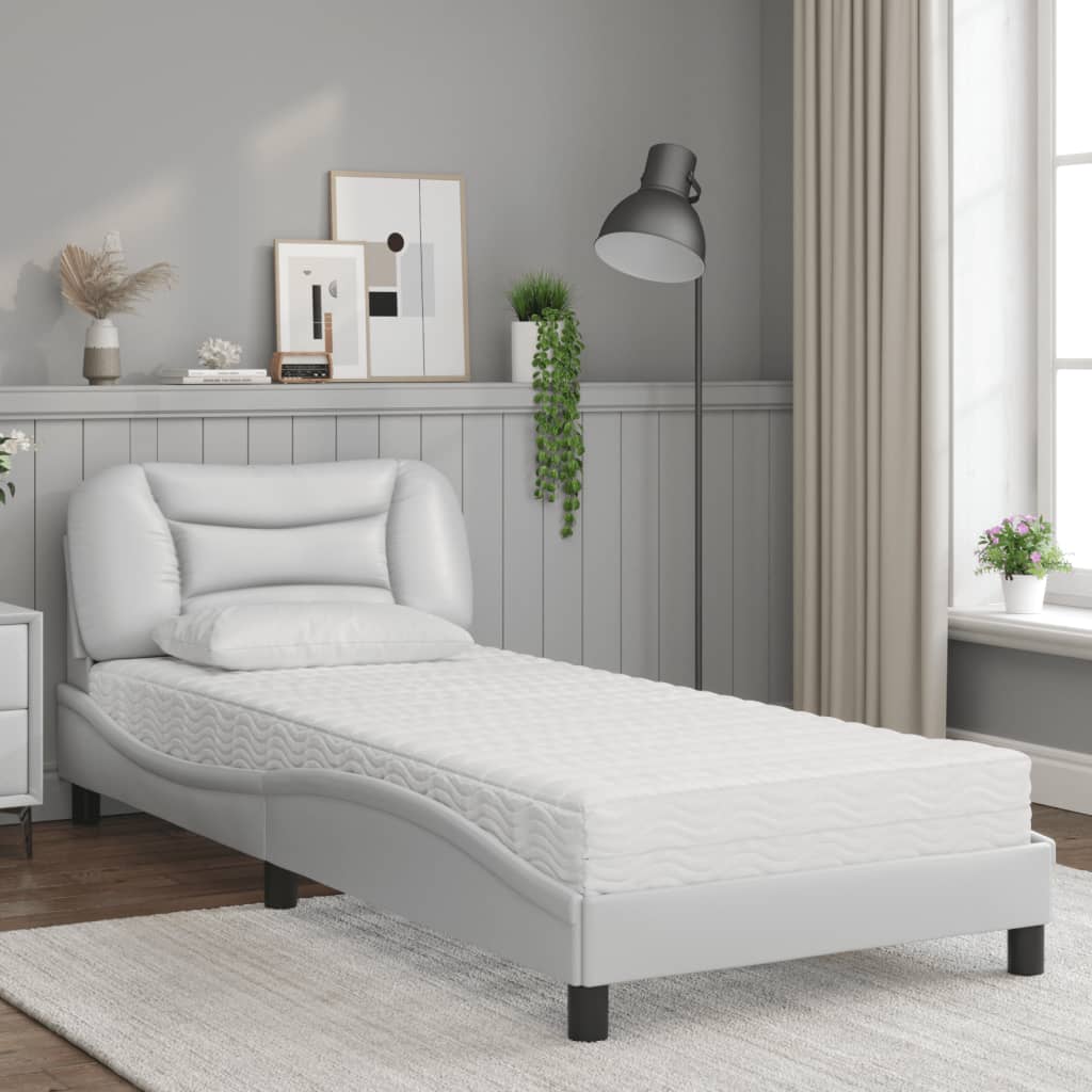 Bed met matras "Hvar" kunstleer wit 90x200 cm is nu te koop bij PeponiXL, paradijselijk wonen!