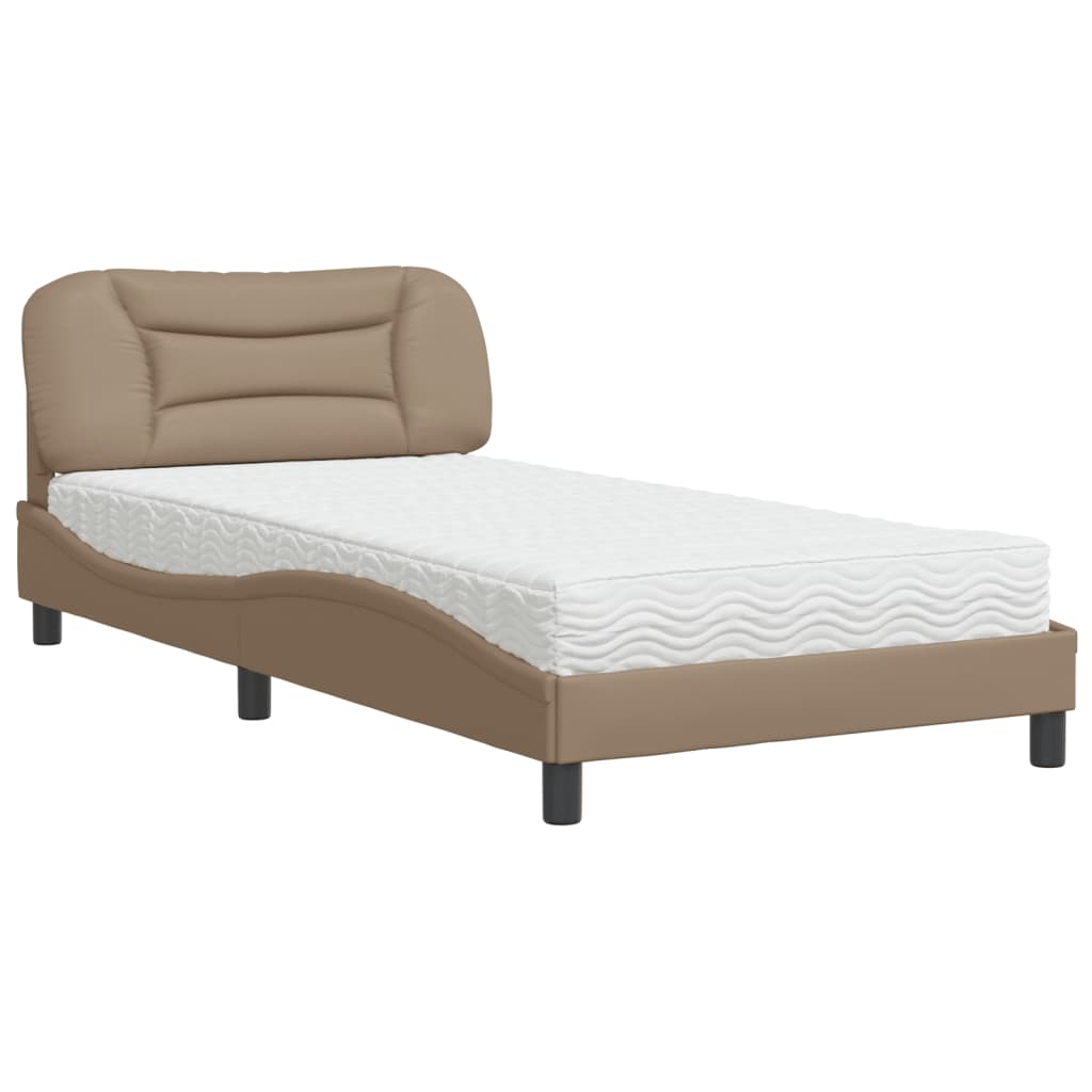 Bed met matras "Hvar" kunstleer cappuccinokleurig 100x200 cm is nu te koop bij PeponiXL, paradijselijk wonen!