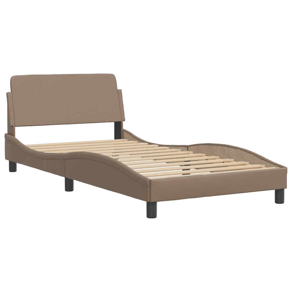 Bed met matras "Hvar" kunstleer cappuccinokleurig 100x200 cm is nu te koop bij PeponiXL, paradijselijk wonen!
