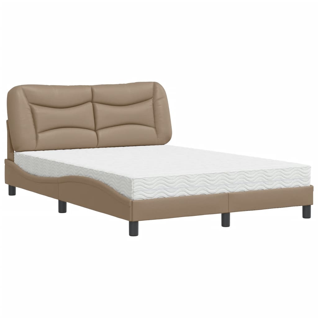 Bed met matras "Hvar" kunstleer cappuccinokleurig 120x200 cm is nu te koop bij PeponiXL, paradijselijk wonen!