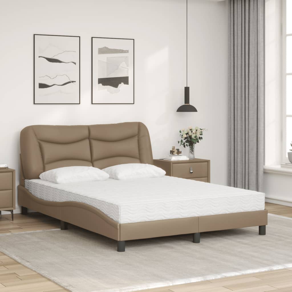 Bed met matras "Hvar" kunstleer cappuccinokleurig 120x200 cm is nu te koop bij PeponiXL, paradijselijk wonen!