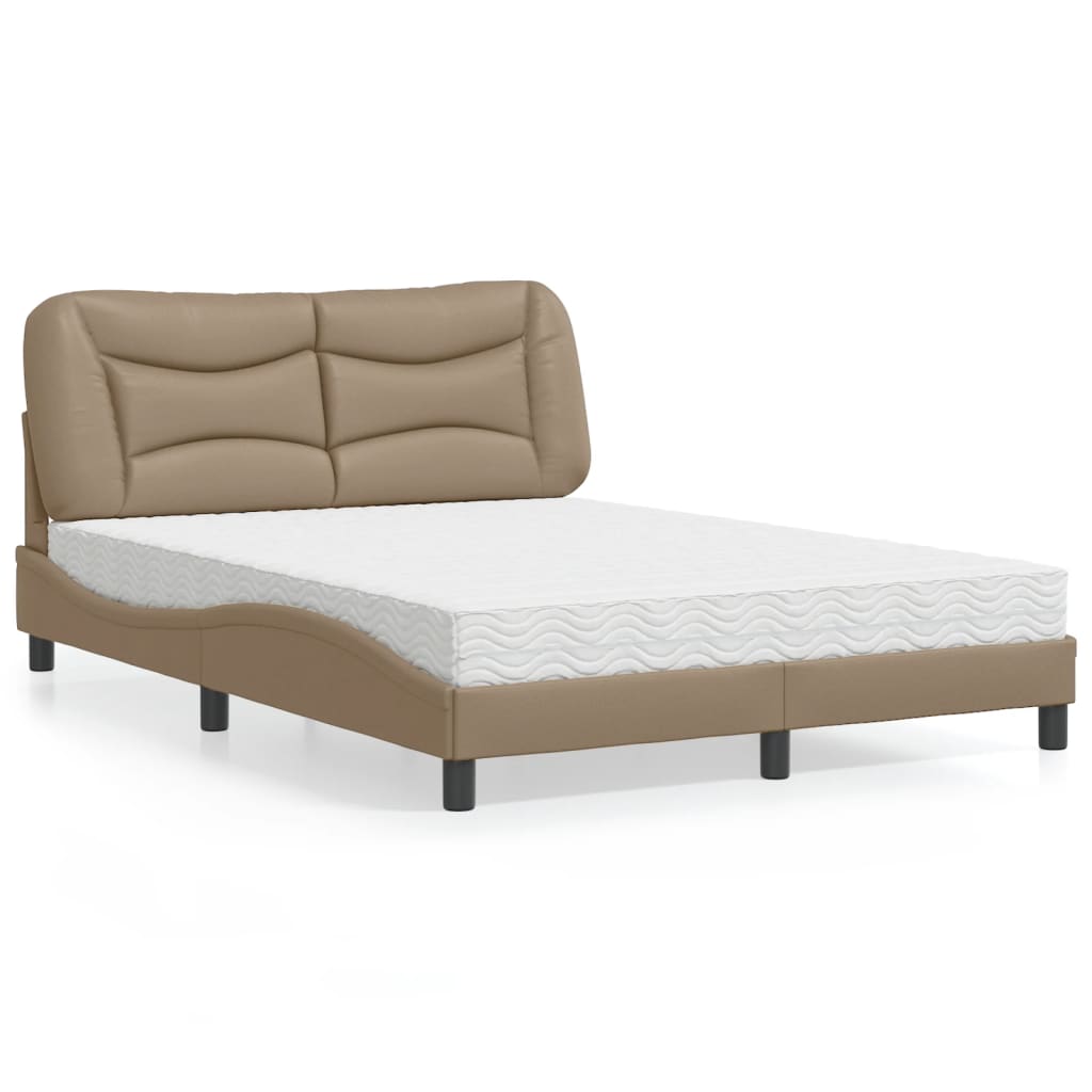 Bed met matras "Hvar" kunstleer cappuccinokleurig 120x200 cm is nu te koop bij PeponiXL, paradijselijk wonen!