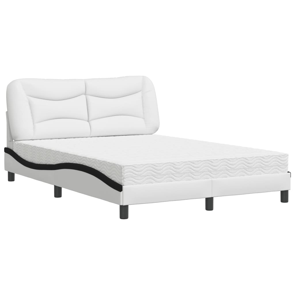 Bed met matras "Hvar" kunstleer zwart en wit 120x200 cm is nu te koop bij PeponiXL, paradijselijk wonen!