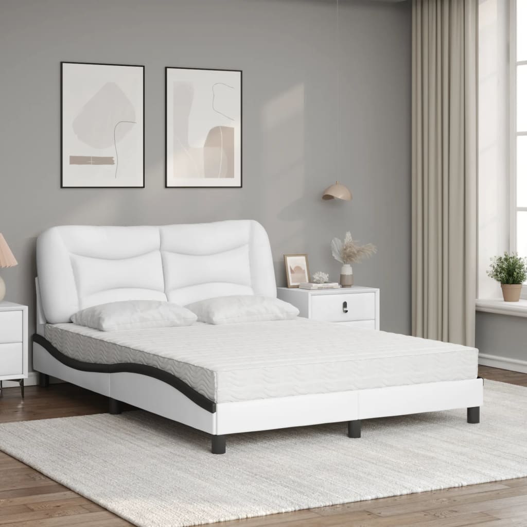 Bed met matras "Hvar" kunstleer zwart en wit 120x200 cm is nu te koop bij PeponiXL, paradijselijk wonen!
