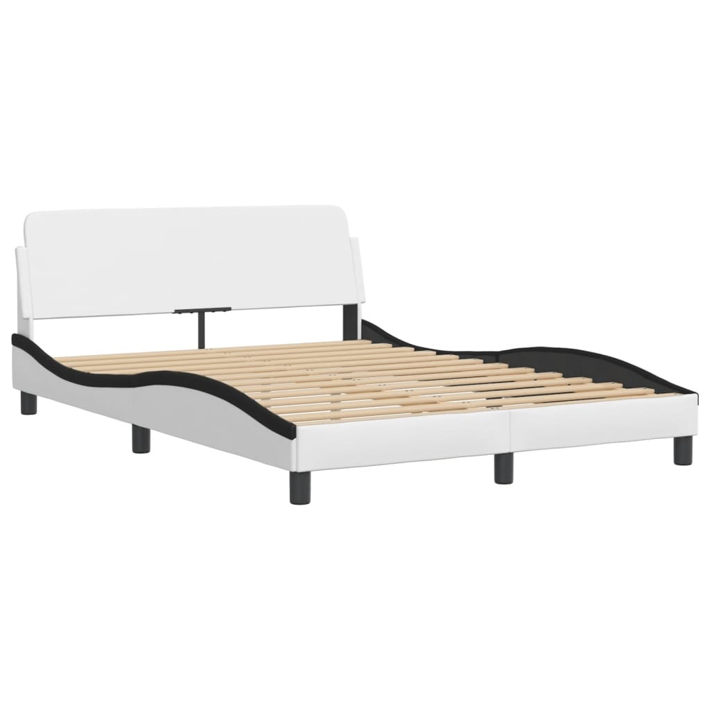 Bed met matras "Hvar" kunstleer zwart en wit 120x200 cm is nu te koop bij PeponiXL, paradijselijk wonen!