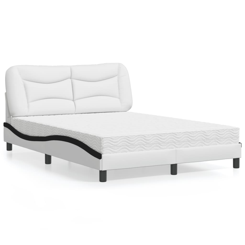 Bed met matras "Hvar" kunstleer zwart en wit 120x200 cm is nu te koop bij PeponiXL, paradijselijk wonen!