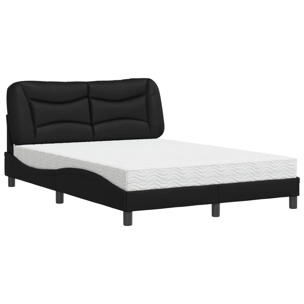 Bed met matras "Hvar" kunstleer zwart 140x190 cm is nu te koop bij PeponiXL, paradijselijk wonen!