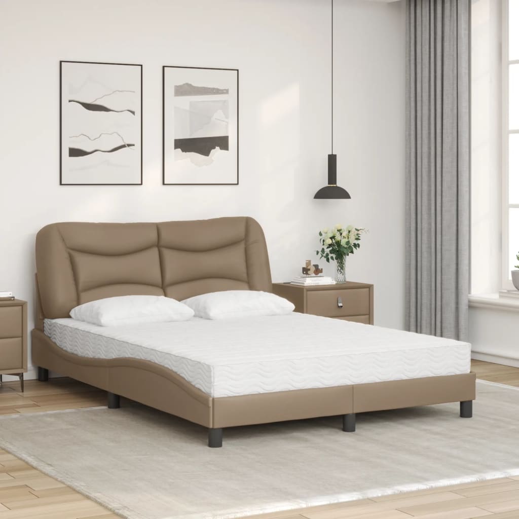 Bed met matras "Hvar" kunstleer cappuccinokleurig 140x200 cm is nu te koop bij PeponiXL, paradijselijk wonen!