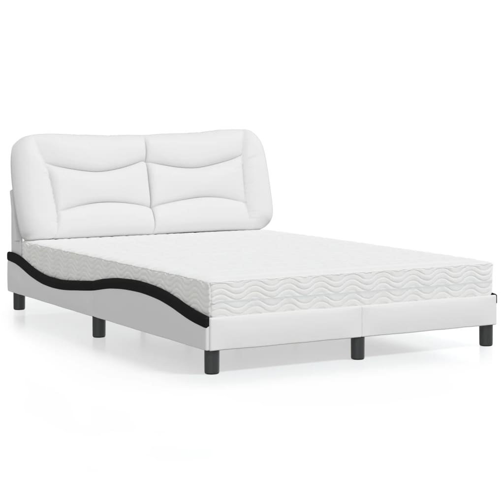 Bed met matras "Hvar" kunstleer wit en zwart 140x200 cm is nu te koop bij PeponiXL, paradijselijk wonen!
