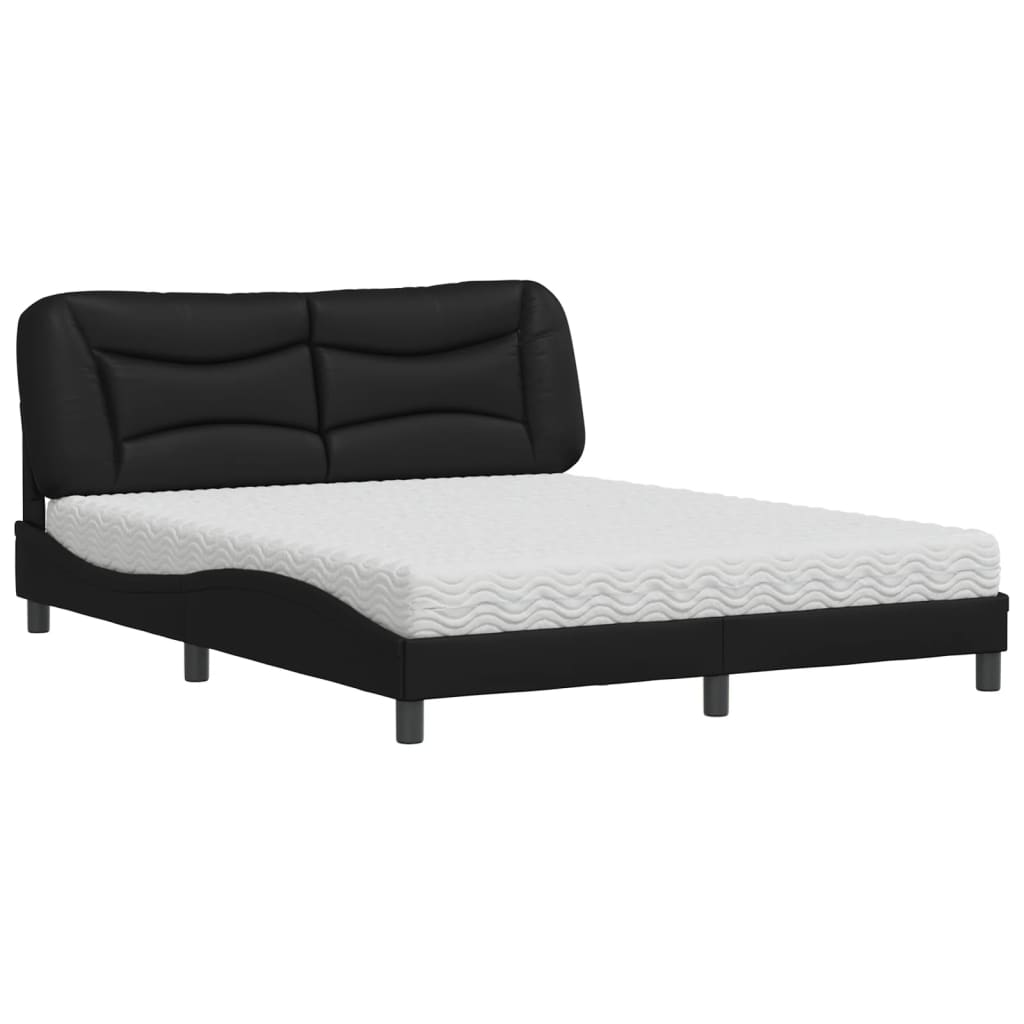 Bed met matras "Hvar" kunstleer zwart 160x200 cm is nu te koop bij PeponiXL, paradijselijk wonen!