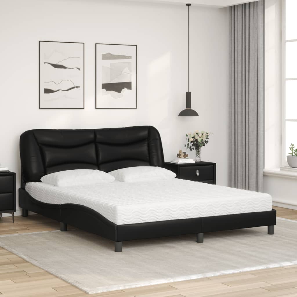 Bed met matras "Hvar" kunstleer zwart 160x200 cm is nu te koop bij PeponiXL, paradijselijk wonen!