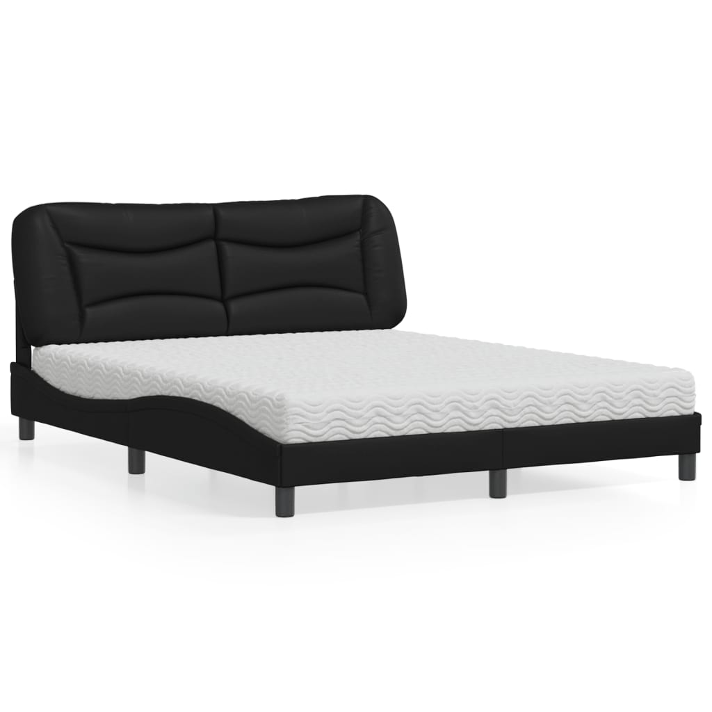 Bed met matras "Hvar" kunstleer zwart 160x200 cm is nu te koop bij PeponiXL, paradijselijk wonen!