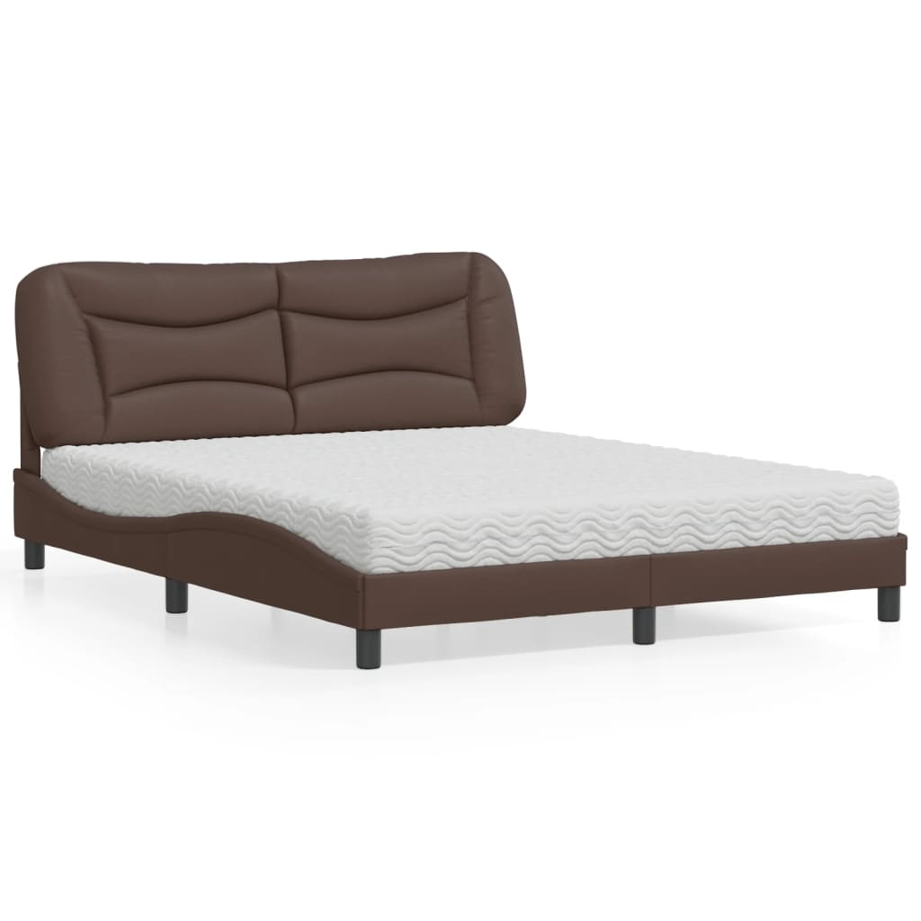 Bed met matras "Hvar" kunstleer bruin 160x200 cm is nu te koop bij PeponiXL, paradijselijk wonen!