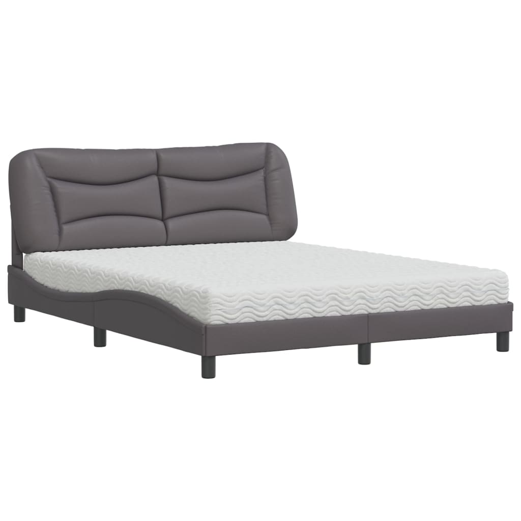 Bed met matras "Hvar" kunstleer grijs 160x200 cm is nu te koop bij PeponiXL, paradijselijk wonen!