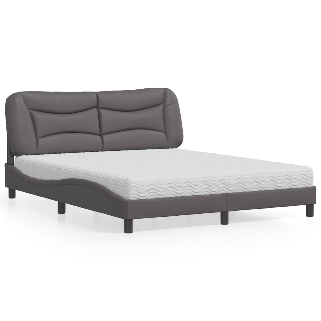 Bed met matras "Hvar" kunstleer grijs 160x200 cm is nu te koop bij PeponiXL, paradijselijk wonen!