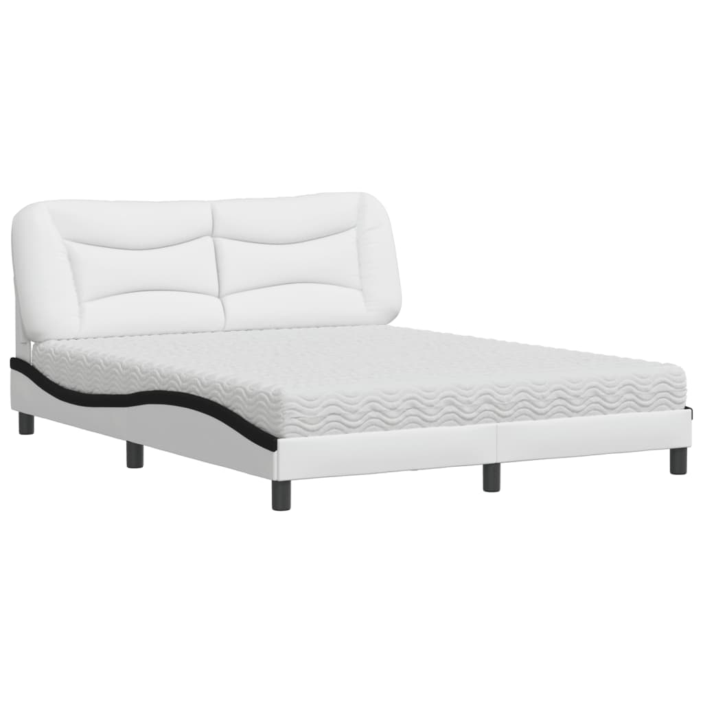 Bed met matras "Hvar" kunstleer wit en zwart 160x200 cm is nu te koop bij PeponiXL, paradijselijk wonen!