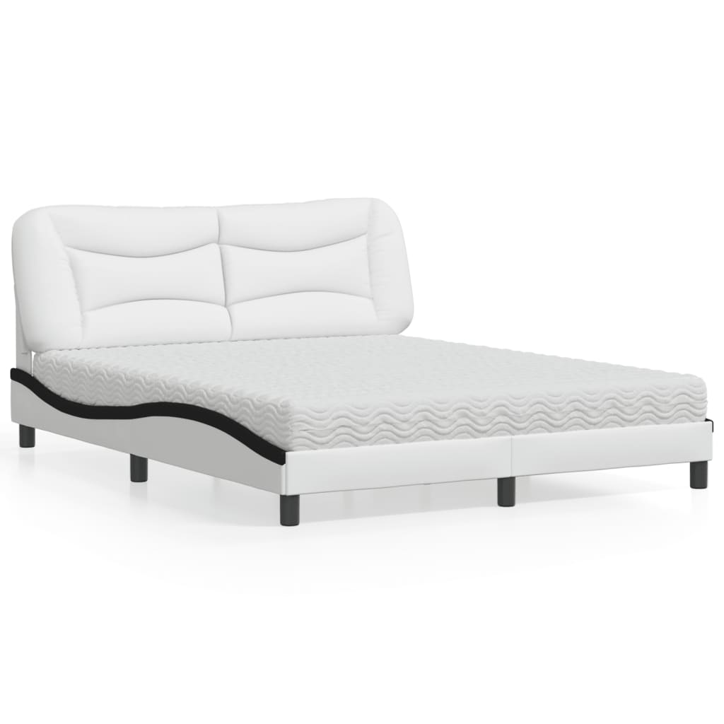 Bed met matras "Hvar" kunstleer wit en zwart 160x200 cm is nu te koop bij PeponiXL, paradijselijk wonen!