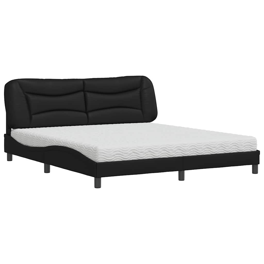 Bed met matras "Hvar" kunstleer zwart 180x200 cm is nu te koop bij PeponiXL, paradijselijk wonen!
