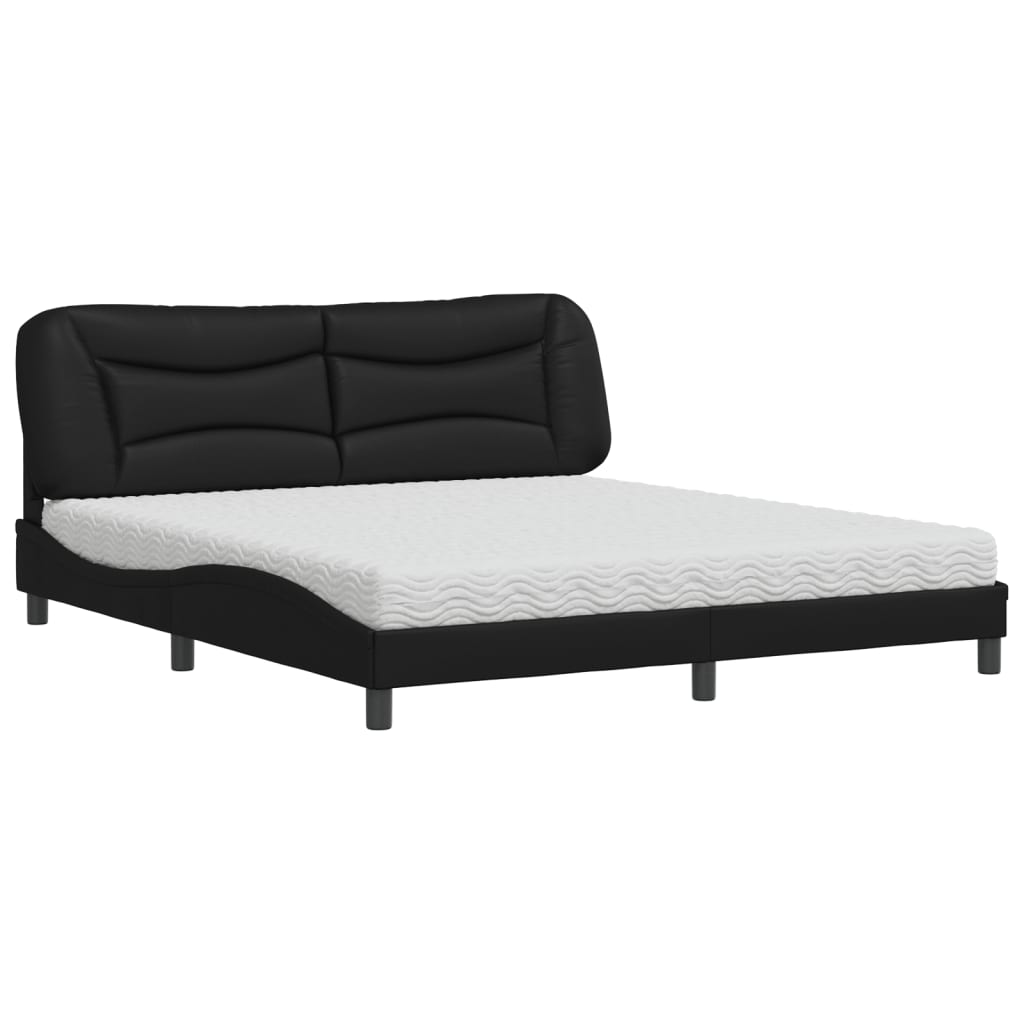 Bed met matras "Hvar" kunstleer zwart 180x200 cm is nu te koop bij PeponiXL, paradijselijk wonen!