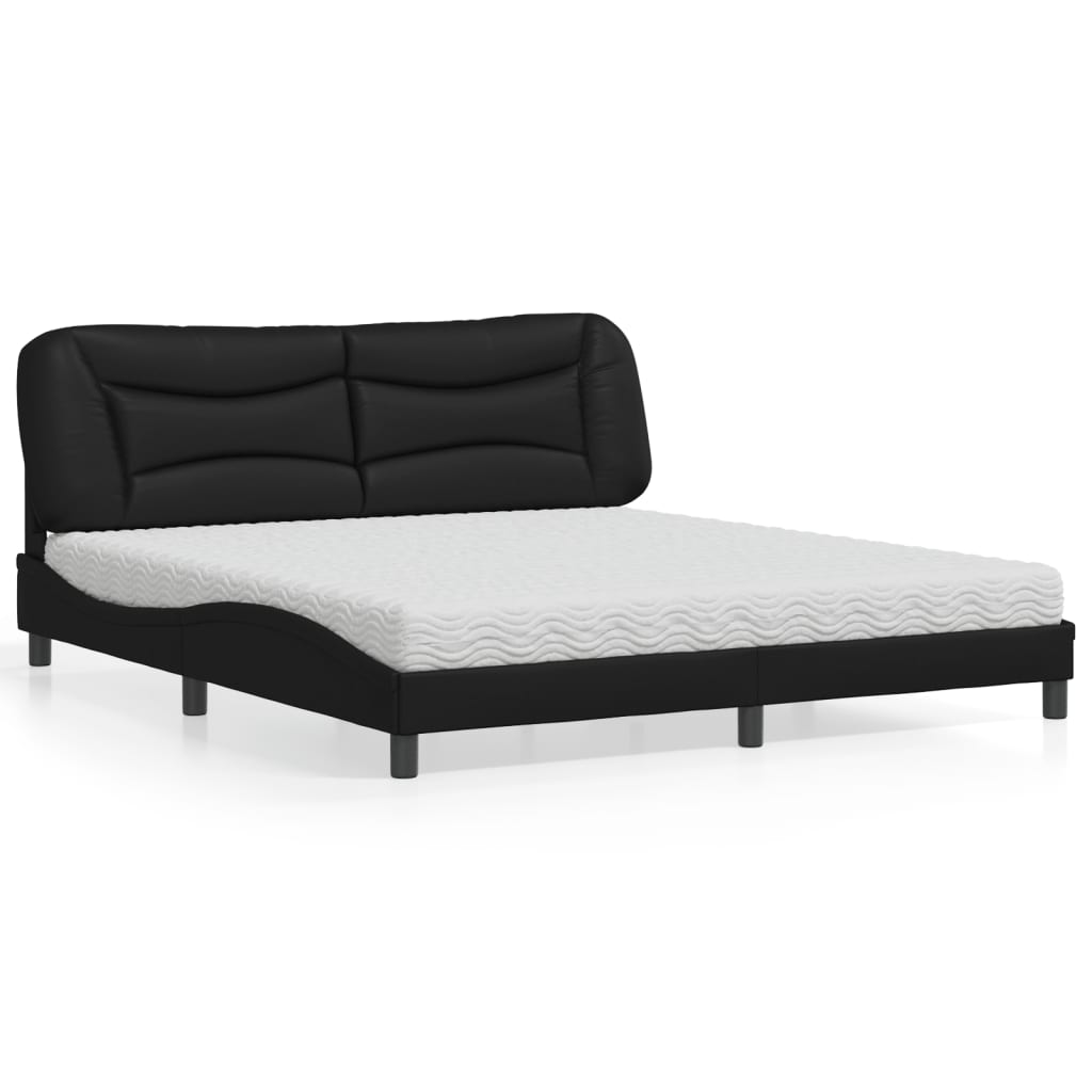 Bed met matras "Hvar" kunstleer zwart 180x200 cm is nu te koop bij PeponiXL, paradijselijk wonen!