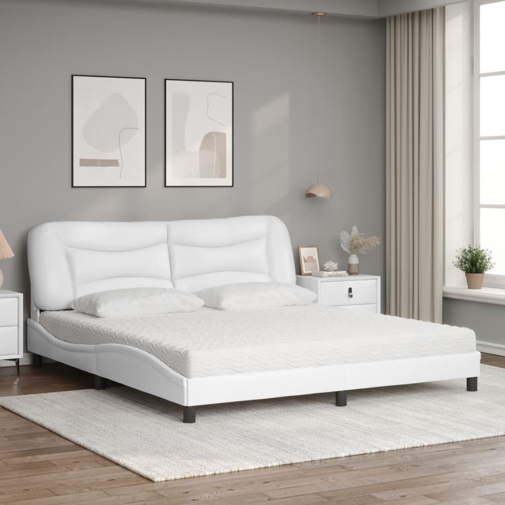 Bed met matras "Hvar" kunstleer wit 180x200 cm is nu te koop bij PeponiXL, paradijselijk wonen!