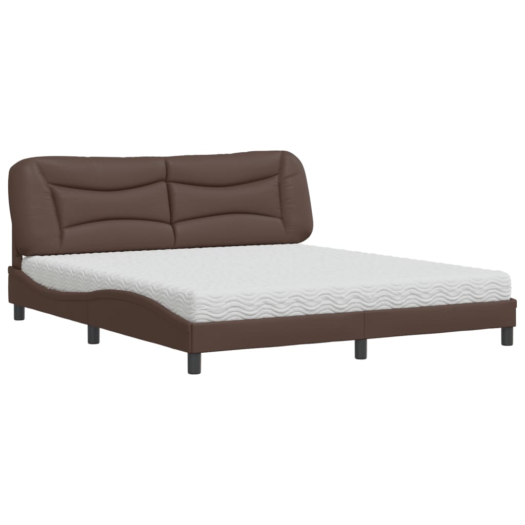 Bed met matras "Hvar" kunstleer bruin 180x200 cm is nu te koop bij PeponiXL, paradijselijk wonen!