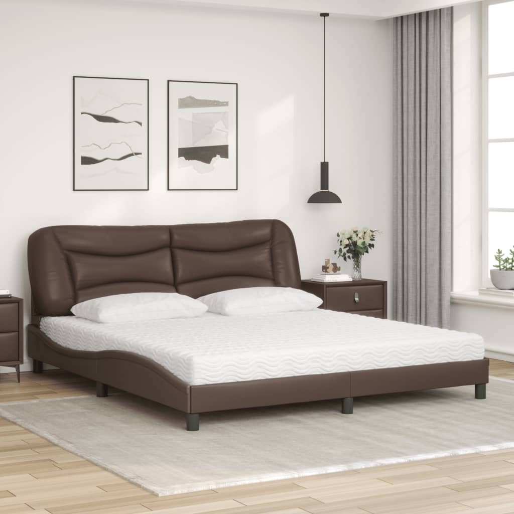 Bed met matras "Hvar" kunstleer bruin 180x200 cm is nu te koop bij PeponiXL, paradijselijk wonen!